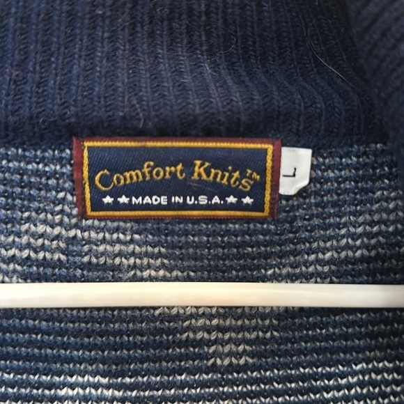 Vintage holiday sweater zip up comfort knits men’s large winter snow Aztec blue - Picture 5 of 5